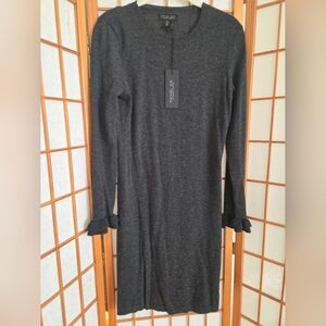 NWT RACHEL ZOE STRETCH LONG SLEEVE GRAY KNIT WOOL MIX KNEE LENGTH DRESS SMALL